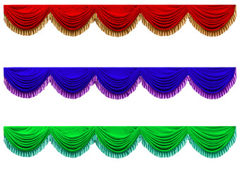 Multicolored lambrequins isolated on white