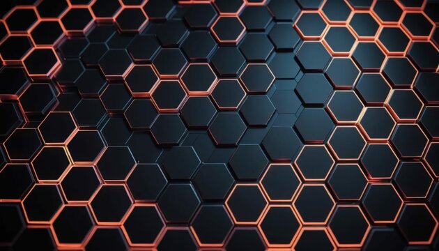 Futuristic digital hexagon abstract background with a geometric pattern, glowing edges, and a high-tech aesthetic, ideal for technology themes