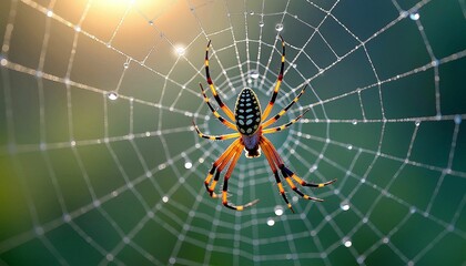 Intricate Spider Web with Detailed Orb Weaver