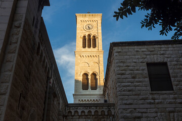 Nazareth, Israel, January 23, 2025: Dome of the Church of the Annunciation.