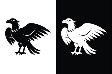 Striking Osprey Silhouette Icon – Crisp Black & White Vector.