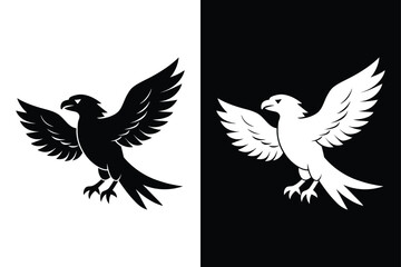 Striking Osprey Silhouette Icon – Crisp Black & White Vector.