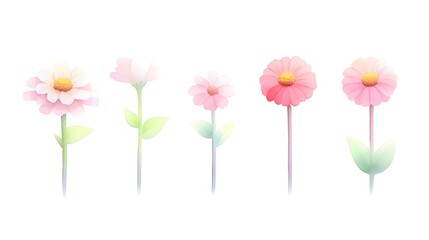 Soft Floral Elements in Pastel Colors for Gentle Decor and Design