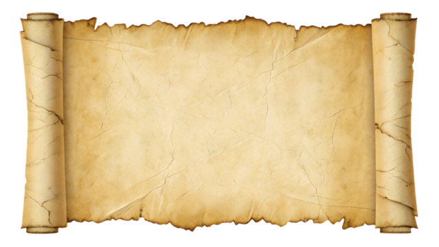 Antique aged parchment paper vintage style textured background artistic design classic look, isolated on white or transparent background