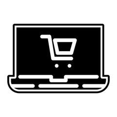 laptop shopping glyph icon