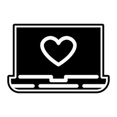 love laptop glyph icon