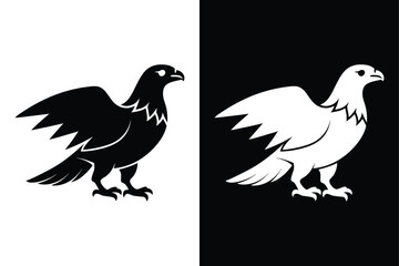 Black and White Osprey Bird Vector Icon.
