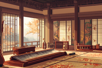 Fototapeta premium Heian Period Imperial Music Chamber