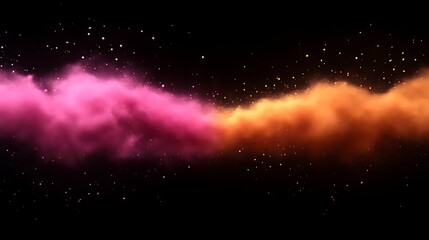 Obraz premium Pink and Orange Powder Clouds Explode Against Black