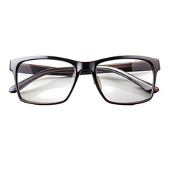Fototapeta premium Stylish black rectangular eyeglasses frame modern design clear lenses see on transparent background