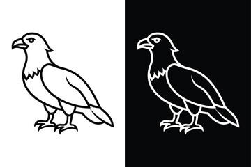 Black and White Osprey Bird Vector Icon.
