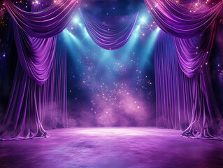 Purple Stage Background with Dramatic Lighting
