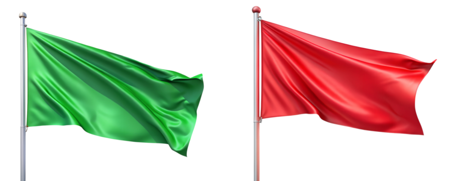 red flag and green flag on the white background - Powered by Adobe