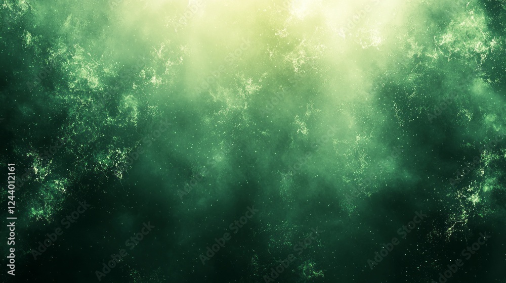 Aufkleber A mesmerizing display of vibrant green cosmic clouds fills the vastness of space. Swirling patterns and shimmering particles create a dreamlike atmosphere, evoking a sense of wonder and mystery
