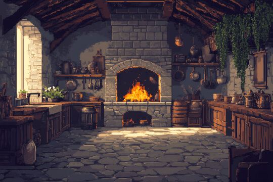 Scottish Highland Castle Kitchen Hearth