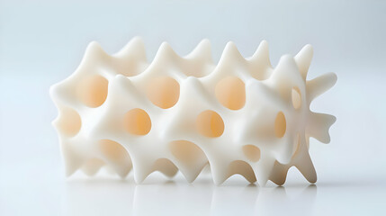 Obraz premium Abstract white 3D-printed object on white background; design concept