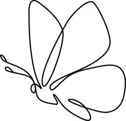One continuous single-line drawing of a butterfly. Flying half butterfly minimal linear artwork. ThBeauty Naturerhalf-butterfly clipart t an editable outline. 