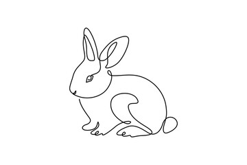One continuous single-line drawing of Rabbit Bunny  clipart.