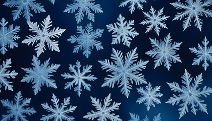 Una disposici&oacute;n caprichosa de cristales de hielo y copos de nieve sobre un fondo azul, que muestra un degradado del cer&uacute;leo claro al azul &iacute;ndigo intenso
