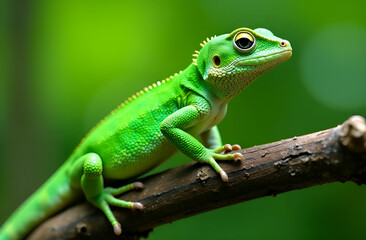 Fototapeta premium green lizard on a tree