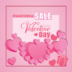 Happy valentine day banner with hearts made of plasticine. valentine day Social media post.
happy Valentine's Day Poster or banner with many hearts. vector illustration design.