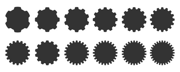 Set gears label and badges line black icon collections. Wheel cogwheel vector.