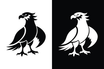 Majestic Osprey Silhouette Vector Icon in Black & White.