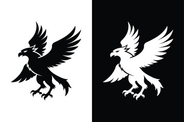 Majestic Osprey Silhouette Vector Icon in Black & White.