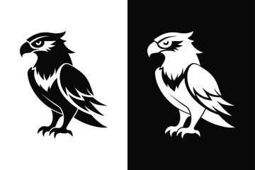 Majestic Osprey Silhouette Vector Icon in Black & White.