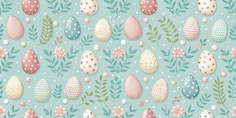 Delightful Pastel Easter Egg and Floral Pattern Design