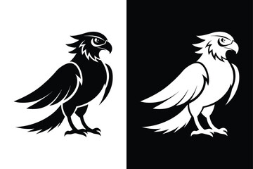 Osprey Bird Silhouette Vector Icon Black and White Background.