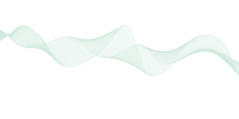 Abstract green lines on a white background. Modern technology wave design. Vector illustration.	