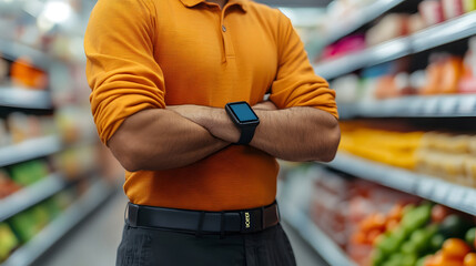 Man Using Smartwatch for Contactless Payment in Retail Store,Highlighting Convenience in
