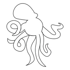 Continuous line drawing of octopus One line of cephalopod Marine animal concept continuous line