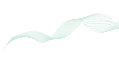 Abstract green lines on a white background. Modern technology wave design. Vector illustration.	