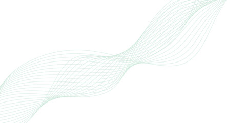 Abstract green lines on a white background. Modern technology wave design. Vector illustration.	