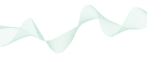 Abstract green lines on a white background. Modern technology wave design. Vector illustration.	