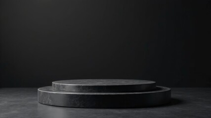 black double pedestal on black background