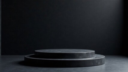 black double pedestal on black background
