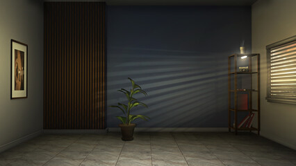 Home office, virtual studio background. A natural 3D render backdrop, ideal for online lessons, courses, product reviews, diy tutorials etc. Suitable on VR stage sets, with green screen