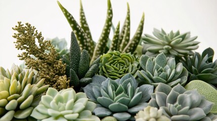 Fototapeta premium A detailed view of various succulent species