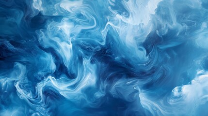 Obraz premium Abstract blue swirling liquid paint texture background art. AI generated