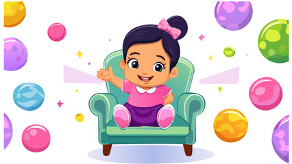 椅子に座ったかわいい子供のキャラクター、赤ちゃん