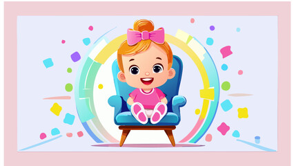 椅子に座ったかわいい子供のキャラクター、赤ちゃん
