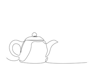 Continuous one line drawing of simple teapot. Teapot in single line draw illustration. Editable stroke.