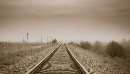 Fototapeta premium 흐린 날씨의 오래된 철길