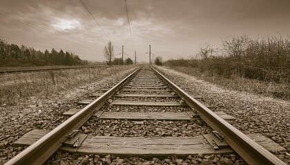 Fototapeta premium 흐린 날씨의 오래된 철길