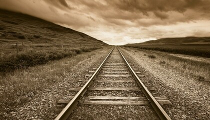 Obraz premium 흐린 날씨의 오래된 철길