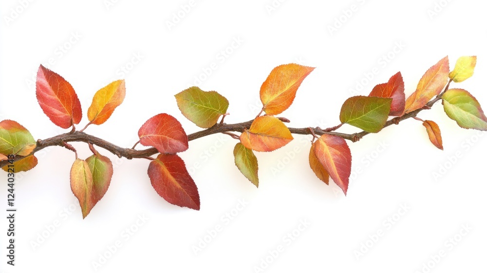 Aufkleber a close-up of a tree branch featuring red and green leaves, suitable for use in nature-themed design