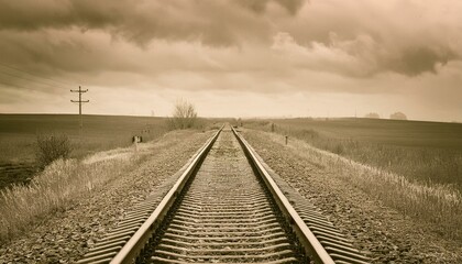 Obraz premium 흐린 날씨의 오래된 철길